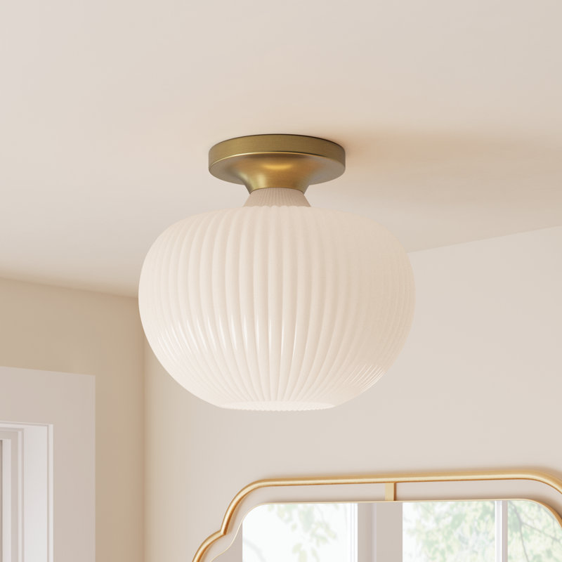 Collina Glass Semi Flush Mount, Antique Gold
