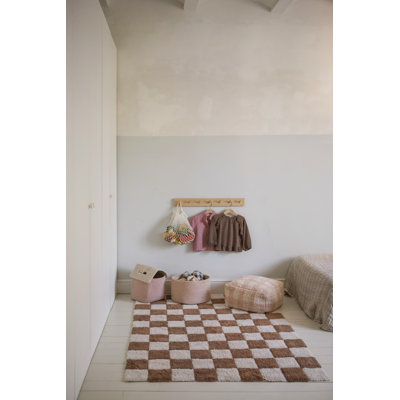 Little Chefs Rectangle Gingham Hand Woven Cotton Rug