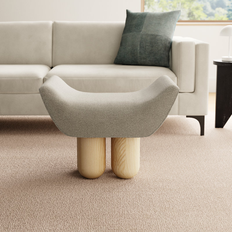 Lydie Upholstered Ottoman, Dark Brown Fabric