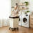 Laundry Basket With Wheels, Large Rolling Hamper (Beige)-972203488