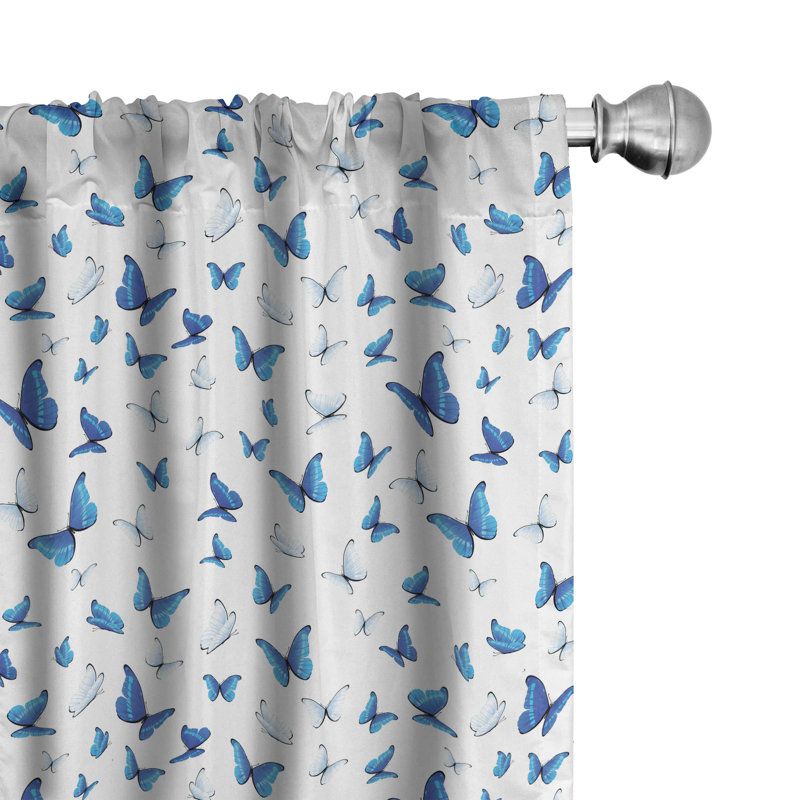 Butterflies Semi-Sheer Rod Pocket Curtain Panels, 28" x 95"