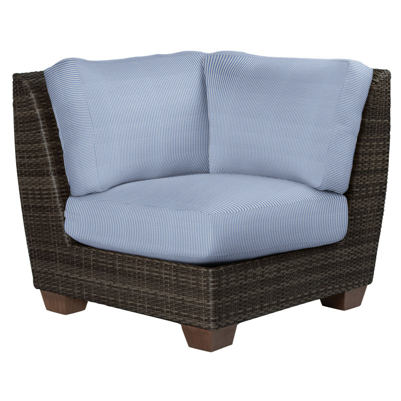 Saddleback Outdoor Corner Wedge Lounge Chair, Canvas Bird's Eye Sunbrella® Canvas, Coffee
