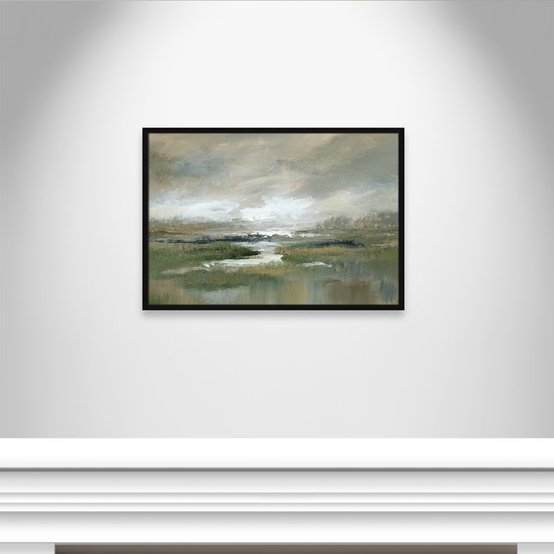«Misty Inlet» par Nan - reproduction de cadre photo simple, H 25,5 po x l 35,5 po x P 1,25 po, Cadre noir satiné