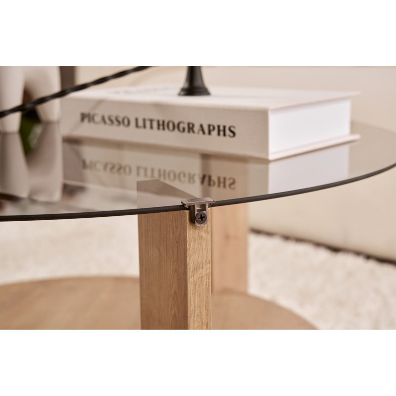 Modern Coffee Table with 100% Tempered Glass Top, 29.5 x 15.7 x 29.5 inches | Durable 100% Melamine Coated Particle Board Frame, Thickness: 0.7 inches | Stylish Design, Perfect for Living Room & Contemporary Spaces, 33 lbs Capacity