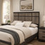 Ensemble de chambre à coucher grand lit, gris, bois noir ébène, ensemble de 2 pièces avec table de chevet-130623018-130623020