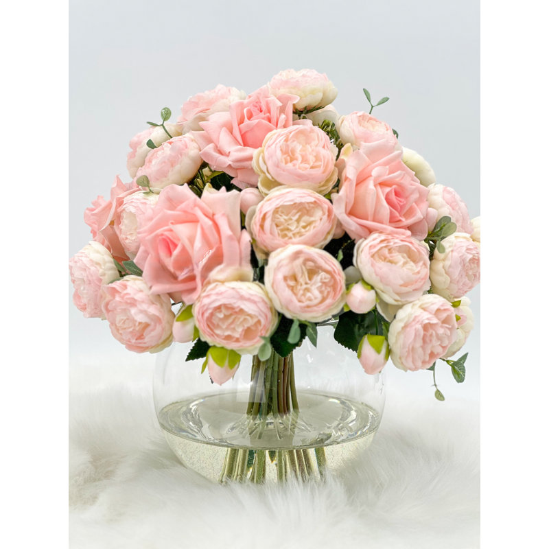 Centre de table artificiel artificiel rose avec pivoines roses