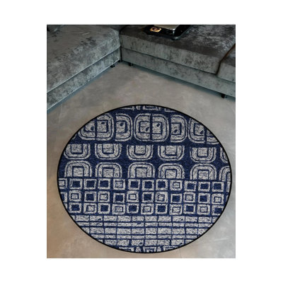 Tapis décoratif moderne à motif géométrique bleu marine