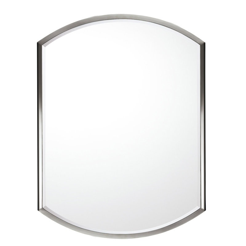 Nelms Genuine Marble Flat Wall Mirror, Polished Nickel