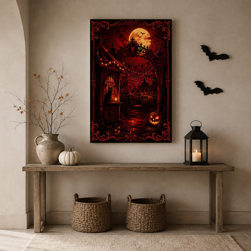 Art mural sur toile Spooky Circus Gate, H 36 po x l 24 po