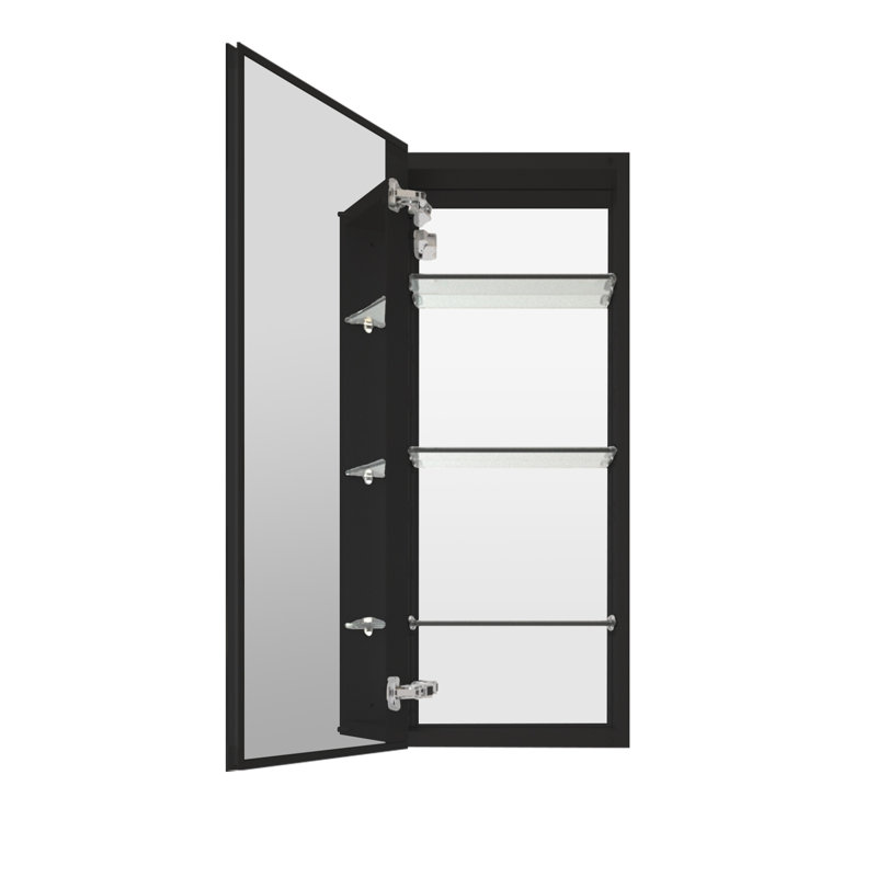 Armoire à pharmacie en aluminium Adine, H 36 po x l 15 po x P 3,75 po, Noir