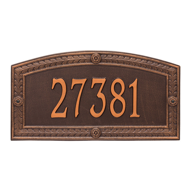 Plaque d'adresse murale sur 1 ligne Hamilton, Cuivre antique, Oui