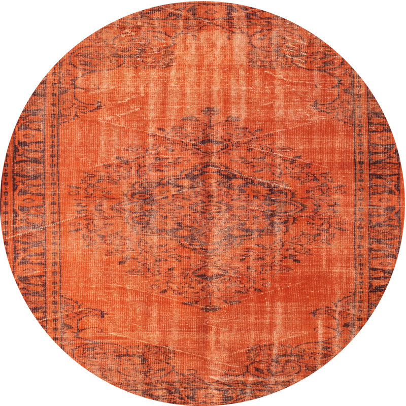 Tapis contemporain orange, Rond 3 pi