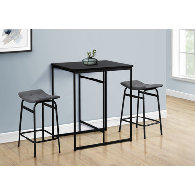 Table de salle à manger, rectangulaire, 32 po, petite hauteur, comptoir, stratifié noir, métal noir, contemporain, moderne