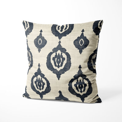 Country Farmhouse Throw Pillow - Classic Farmhouse Black And Beige Ikat Printed Cushion
