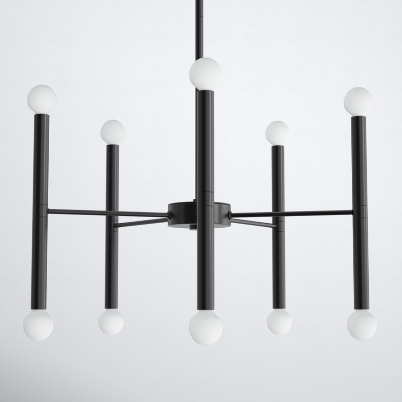 Jamir 10 - Light Dimmable Sputnik Modern Linear Chandelier, Black