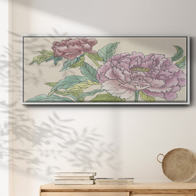 Peony Blooms I- Framed Canvas