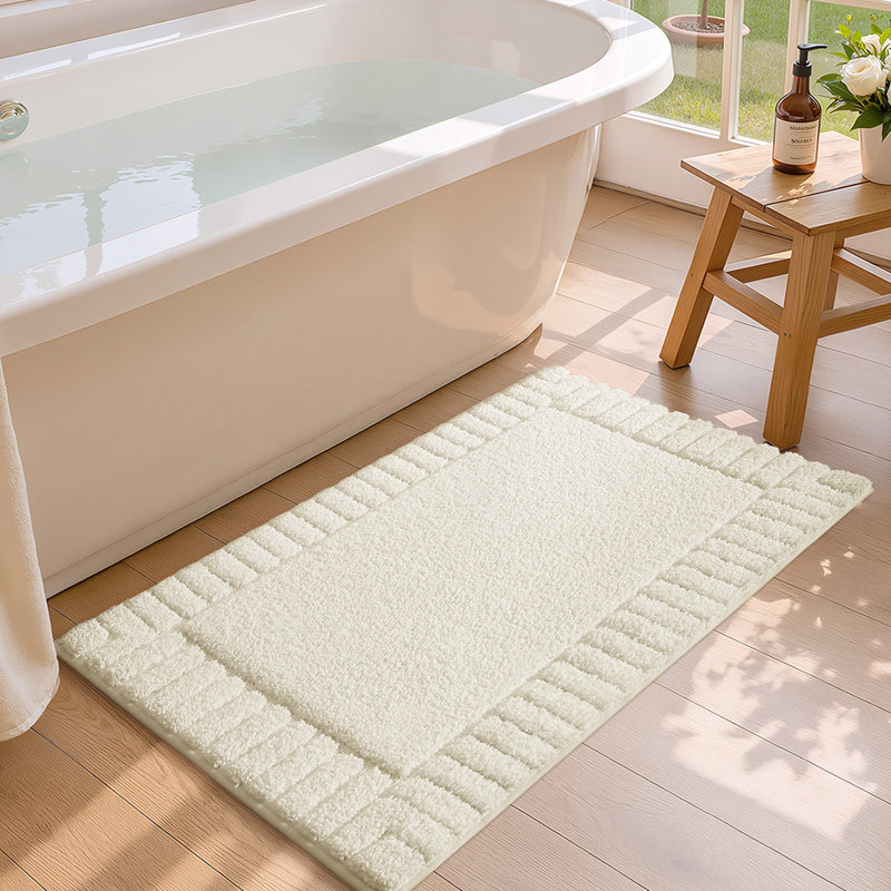 Tapis pour salle de bain en microfibre Kaziyah, L 20 po x L 31,5 po, Beige