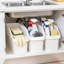 Rangement sous l'évier avec roulettes, panier de rangement coulissant pour la cuisine et la salle de bain, organisateur en plastique multi-usage pour les produits de nettoyage et les bouteilles, conception étroite et haute
