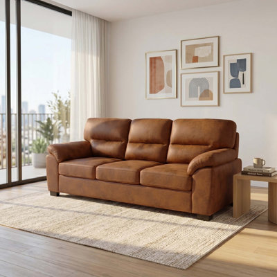 Modern 3-Seat Upholstered Sofa with Padded Armrests