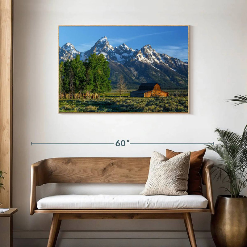 Grange des montagnes Grand Teton, Cadre flottant en bois naturel, 43 po x 29 po