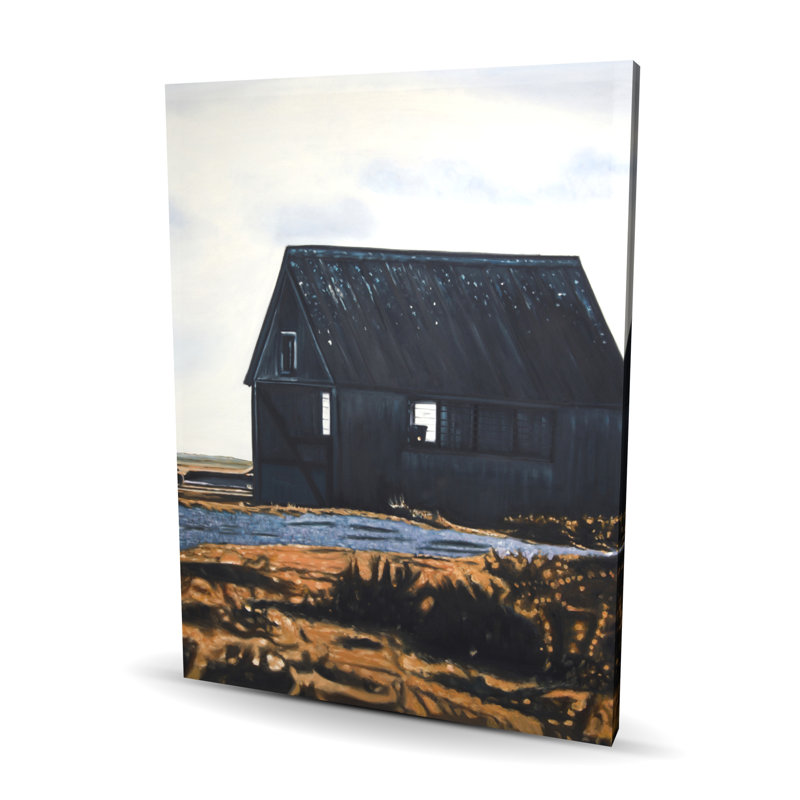 Grange abandonnée | Toile rustique orange pour la décoration intérieure, H 48 po x l 36 po