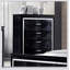 Commode à miroir contemporaine noire avec texture crocodile et poignées en croûte de diamant, cinq tiroirs pour un rangement luxueux-271348936