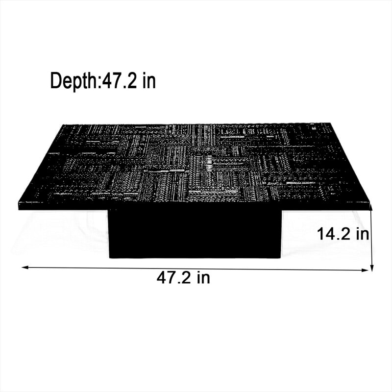 Table basse Vintage, H 14,2 po x L 47,2 po x l 47,2 po