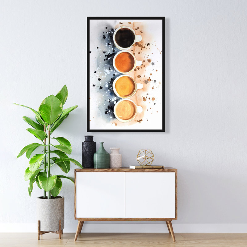 «Four Cups Of Coffee With Paint Splash» sur toile