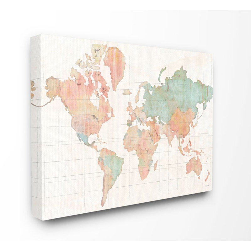 «World Map», reproduction, H 36 po x l 48 po x P 1,5 po, Toile tendue