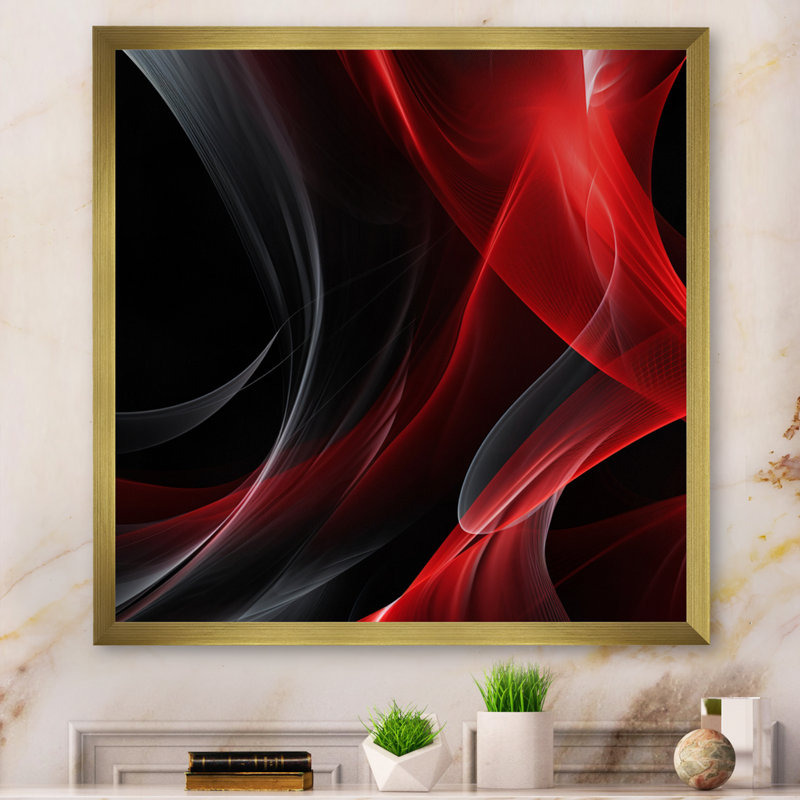 Abstrait contemplatif rouge et noir - Vagues abstraites modernes, impressions sur toile, H 16 po x l 16 po x P 1 po