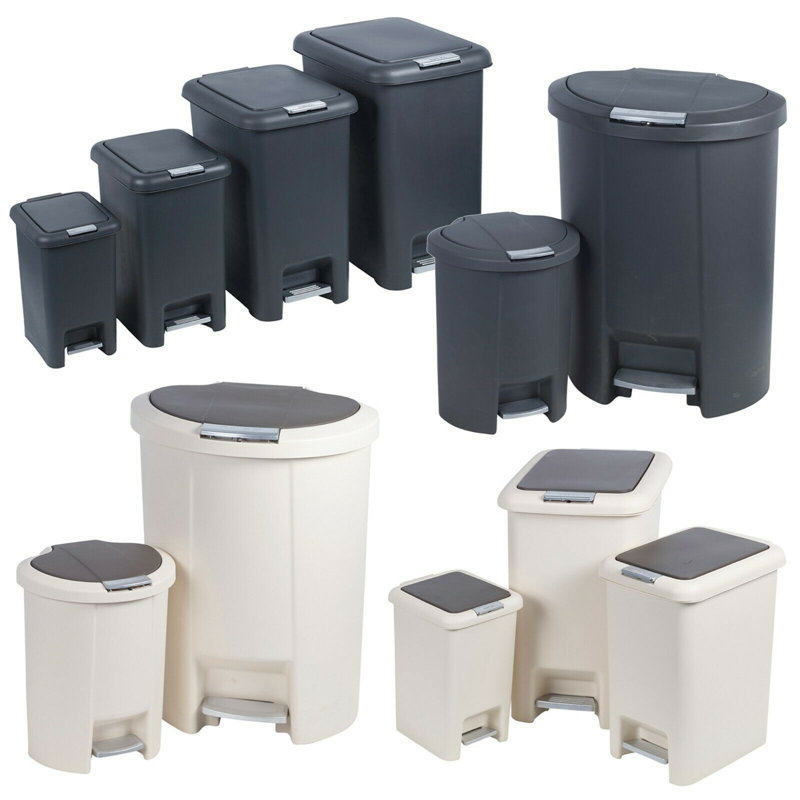 Plastic Step On Rubbish Bin - 30L, Black