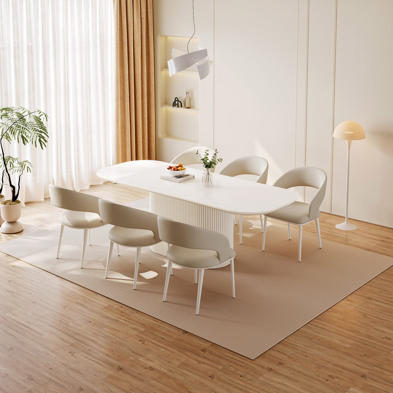 Ensemble de table et de chaises ovales surdimensionnées de 221 cm (87 po), pour 6 personnes, idéal pour la salle à manger et la cuisine.