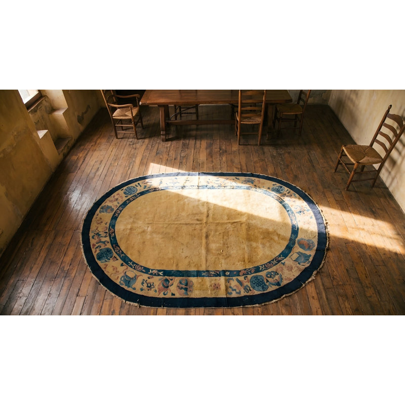 Antique Peking Chinese Allover Yellow 1900s Rug