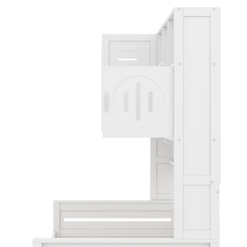 Lit de jour avec 2 tiroirs, armoire et tablette tout-en-un, Simple, Blanc