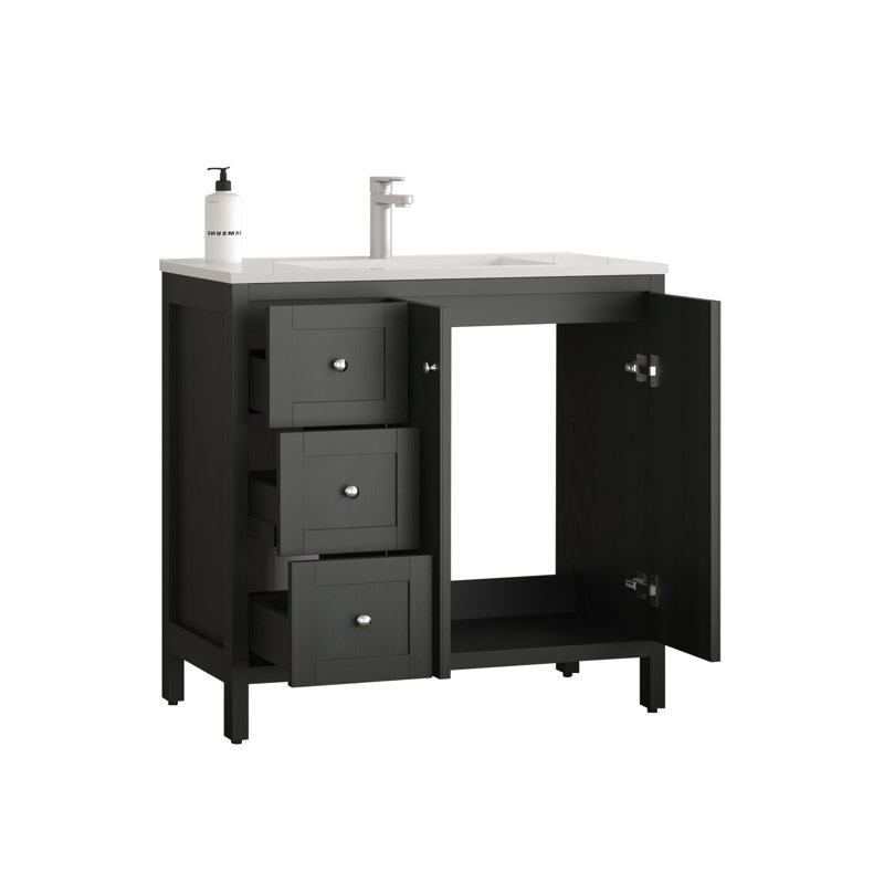 Meuble-lavabo autoportant avec lavabo à rayures 36 po