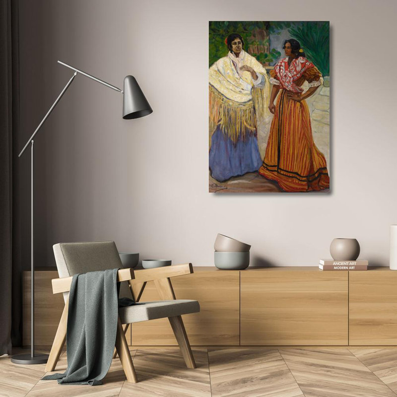 «Two Gypsies» par Francisco Iturrino - Art mural sur toile tendue avec châssis, H 24 po x l 17 po