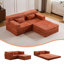 Canapé à compression Mahjong, canapé-lit convertible au sol, canapé modulaire désossé DIY, aucun assemblage requis, tissu polaire circulaire, surdimensionné 2 places avec repose-pieds, orange-129770573-129770576