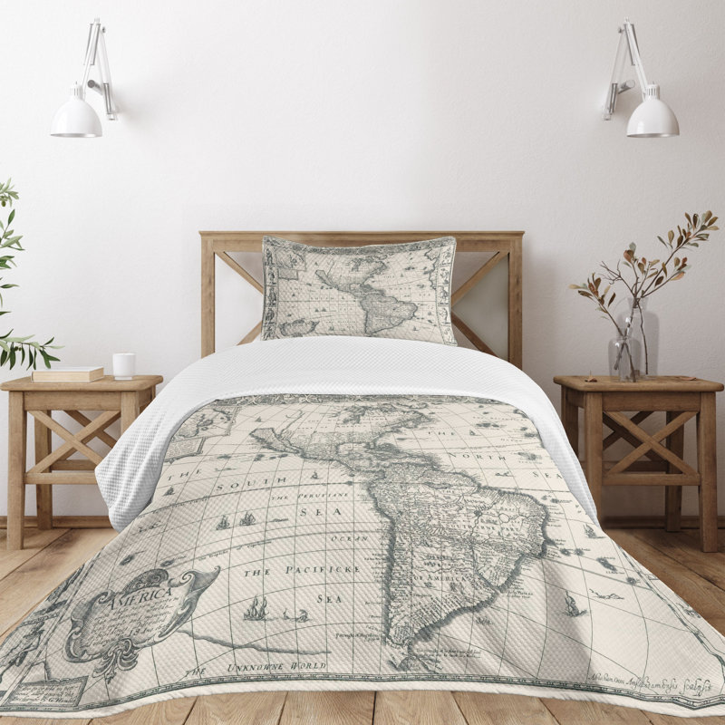 Twin White Quilted Bedspread Set with Pillow Sham