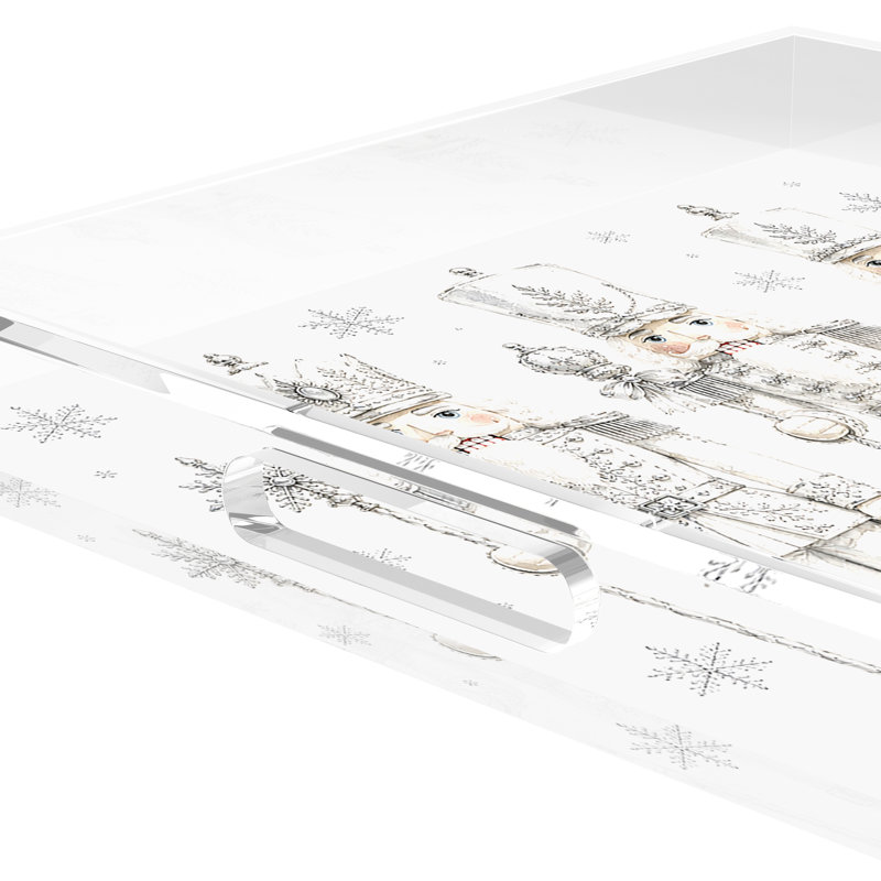 Acrylic Decorative Tray, 12"W x 12"D, Silver