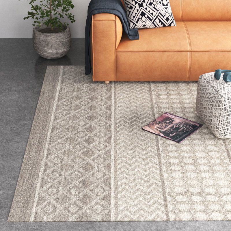 Abdera Hand Tufted Wool Geometric Indoor Rug, Rectangle 9' x 12'