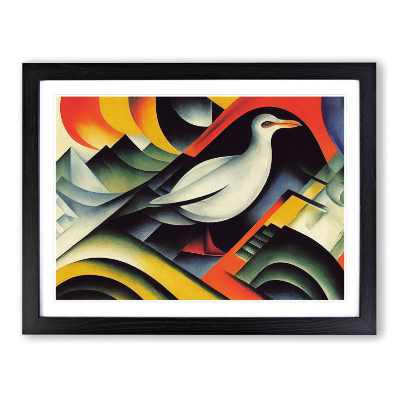 Abstract Seagull Art - Framed Print, Black, 25cm H x 34cm W x 2cm D