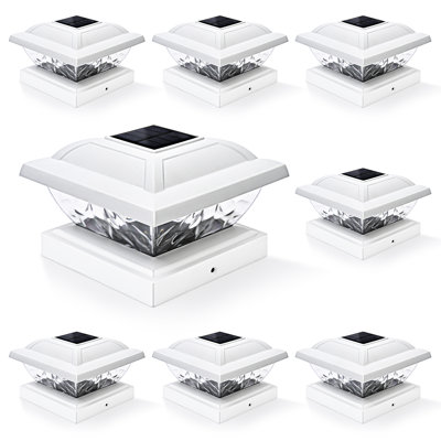 Poteau de clôture à DEL basse tension intégré à énergie solaire 3,5 po X 3,5 po avec adaptateur de base inclus