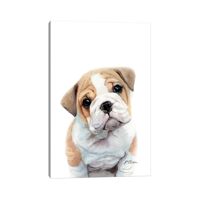 Bulldog Puppy - Wrapped Canvas Painting, 66.04 cm H x 45.72 cm W