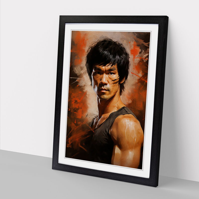 Bruce Lee Digital - Framed Print, 64cm H x 46cm W x 2cm D, Black Framed