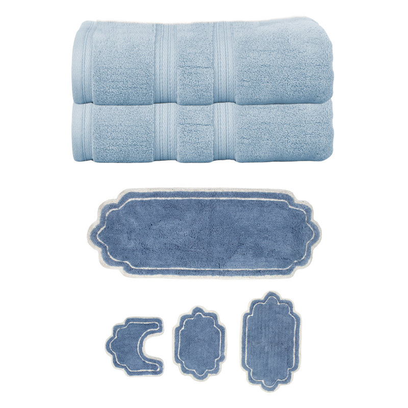 Ensemble de serviettes de bain 2 pièces et de tapis de bain 4 pièces Talbert Collection, 100% coton doux (ensemble de 6)
