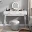 Petit bureau et meuble-lavabo 39 po, 2 tiroirs en bois massif blanc compact -1810921840