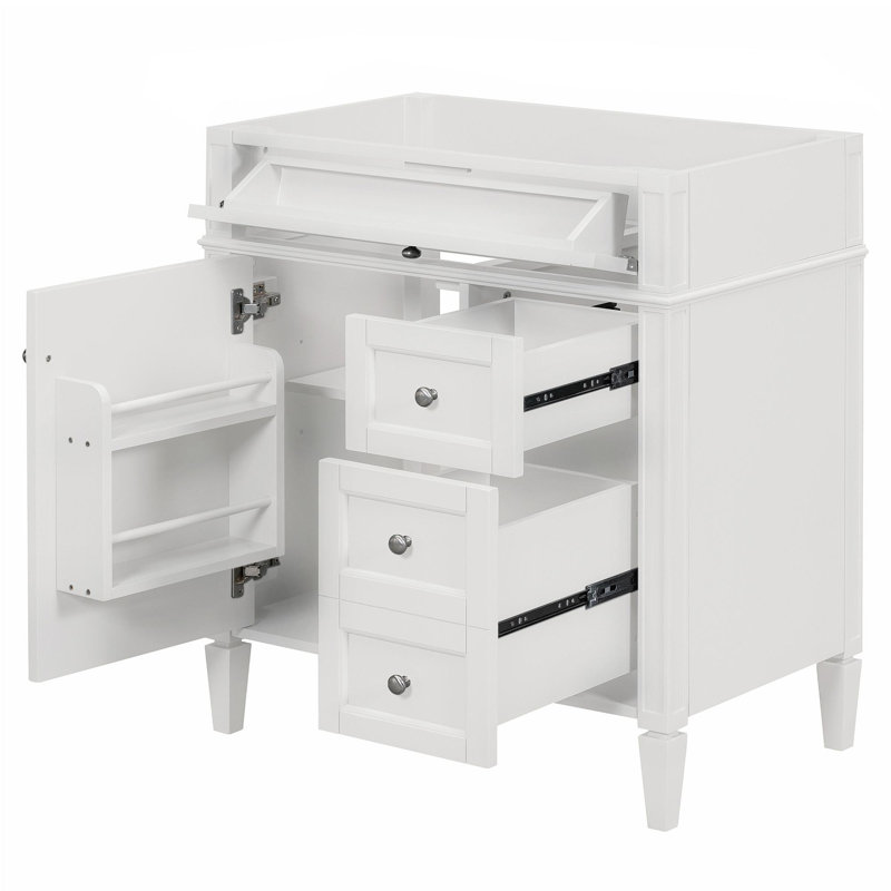 Meuble-lavabo de salle de bain de 30 po sans lavabo supérieur, armoire de rangement moderne avec 2 tiroirs et un tiroir rabattable (BASSIN INCLUS)