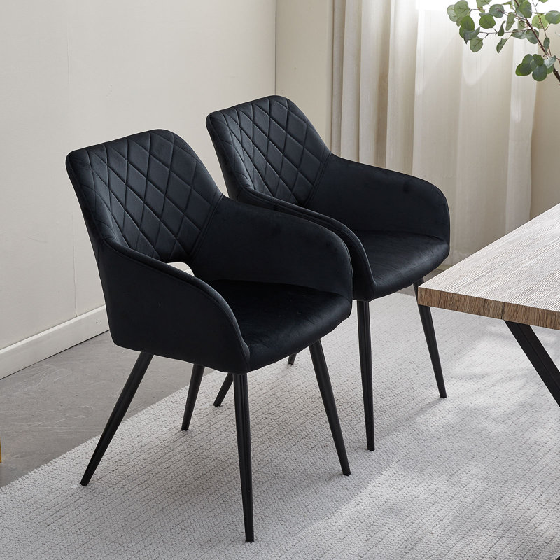 2 X Dining Chairs, Velvet Upholstered Kitchen Counter Chair, Lounge Reception Chairs For Dining Room, Blue