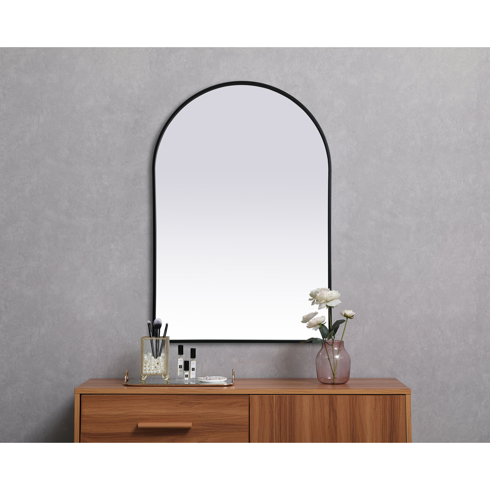 Sabine Metal Arch Wall Mirror, Black, 40" x 27"