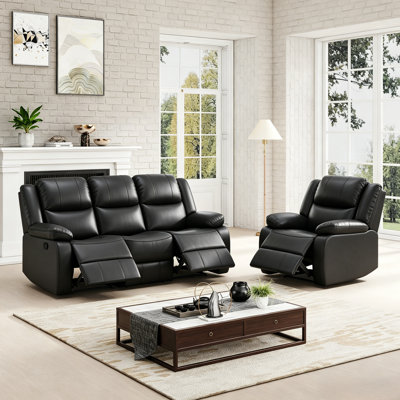 Kamarli Faux Leather Manual Reclining Living Room Set